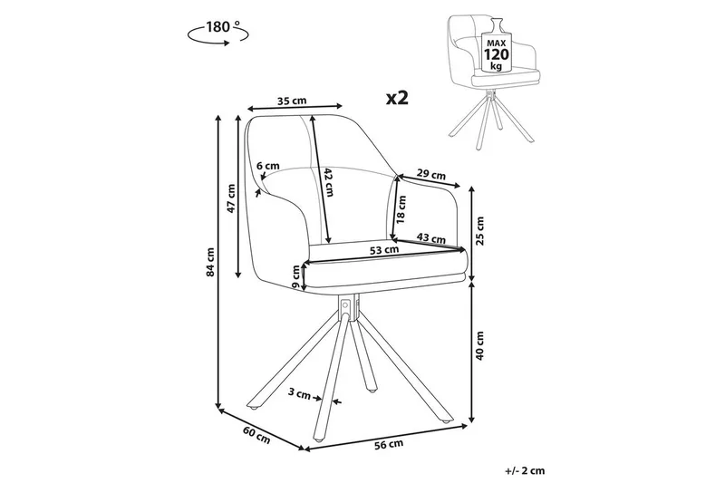 Matsalsstol Mira set om 2 Beige-Svart - Beige-Svart - Möbler - Stolar & fåtöljer - Matstol & köksstol
