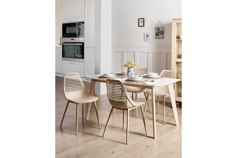 Matsalsstol Montello set om 4 Beige-Ljust Trä - Beige-Ljust Trä - Möbler - Stolar & fåtöljer - Matstol & köksstol