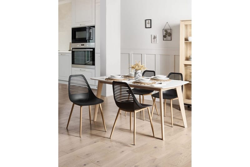 Matsalsstol Montello set om 4 Svart-Ljust Trä - Svart-Ljust Trä - Möbler - Stolar & fåtöljer - Matstol & köksstol
