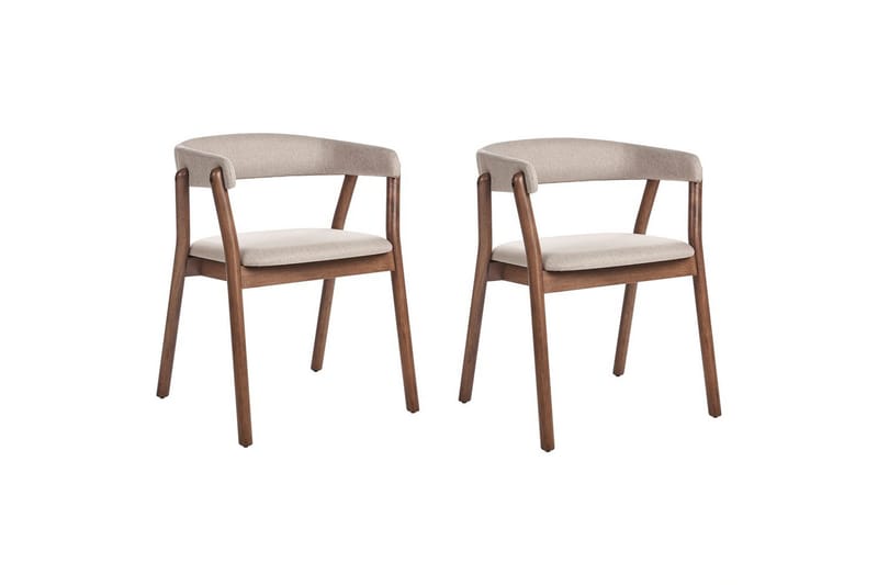 Matsalsstol Mylo set om 2 Beige-Mörkt Trä - Beige-Mörkt Trä - Möbler - Stolar & fåtöljer - Matstol & köksstol