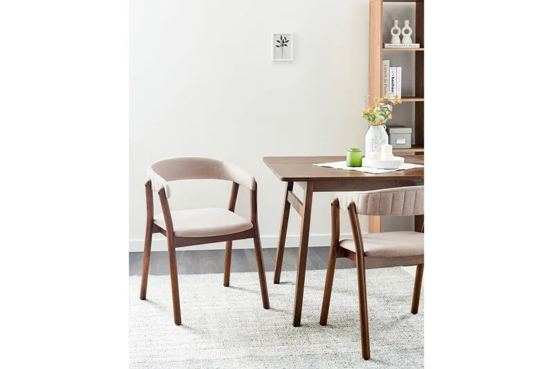 Matsalsstol Mylo set om 2 Beige-Mörkt Trä - Beige-Mörkt Trä - Möbler - Stolar & fåtöljer - Matstol & köksstol