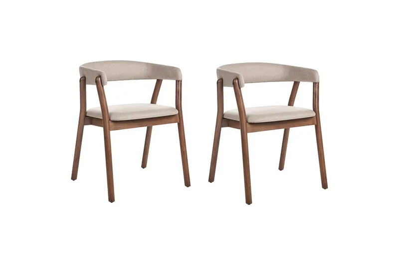 Matsalsstol Mylo set om 2 Beige-Mörkt Trä, Beige-Mörkt Trä