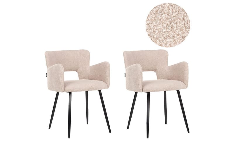 Matsalsstol Sanilac set om 2 Beige-Svart - Beige-Svart - Möbler - Stolar & fåtöljer - Matstol & köksstol