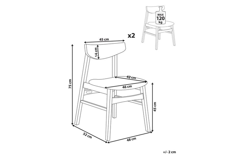 Matsalsstol Smiley set om 2 Mörkt Trä-Grått - Mörkt Trä-Grått - Möbler - Stolar & fåtöljer - Matstol & köksstol