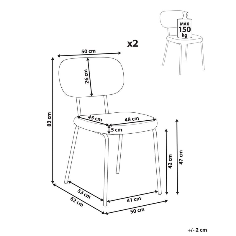 Matstol Adair 2-pack - Beige, svart - Möbler - Stolar & fåtöljer - Matstol & köksstol