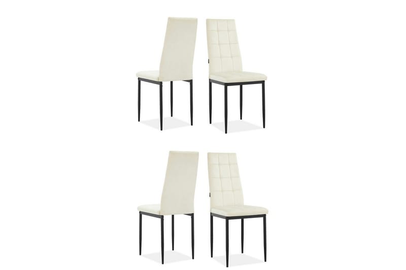Matstol Becca set om 4 Sammet/metall, Kräm - Sammet/metall, Kräm - Möbler - Stolar & fåtöljer - Matstol & köksstol