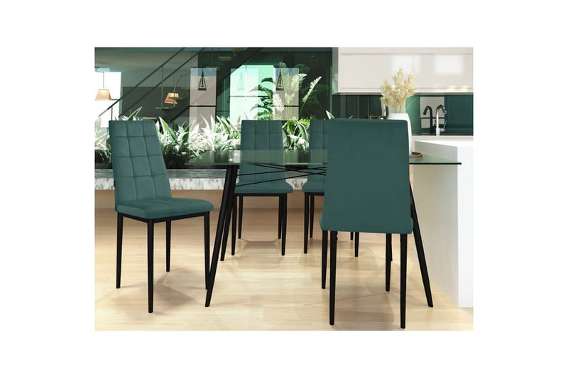Matstol Becca set om 4 Sammet/metall, Mörkgrön - Sammet/metall, Mörkgrön - Möbler - Stolar & fåtöljer - Matstol & köksstol