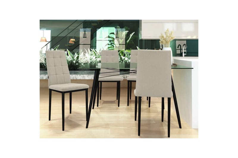 Matstol Becca set om 4 Tyg/Metall, Kräm - Tyg/Metall, Kräm - Möbler - Stolar & fåtöljer - Matstol & köksstol