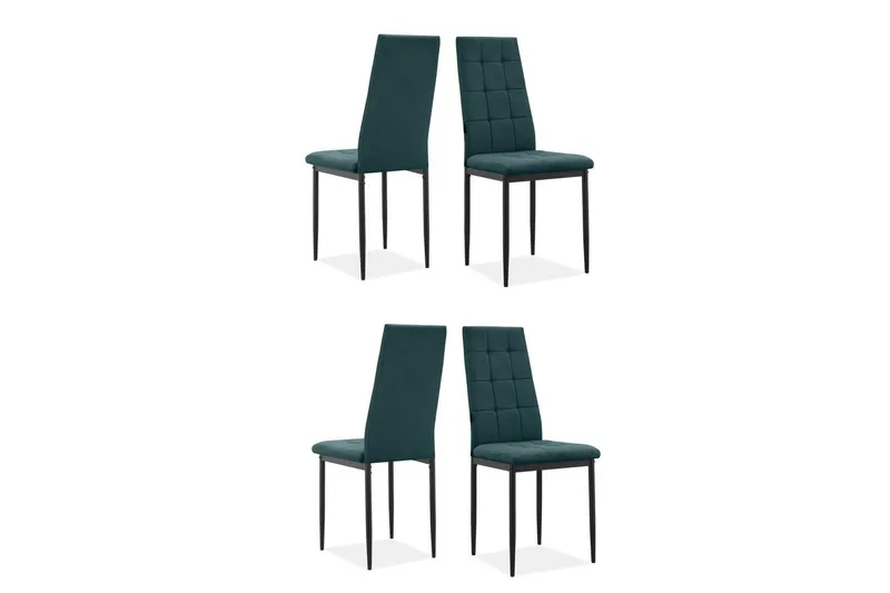 Matstol Becca set om 4 Tyg/Metall, Mörkgrön, Tyg/Metall, Mörkgrön