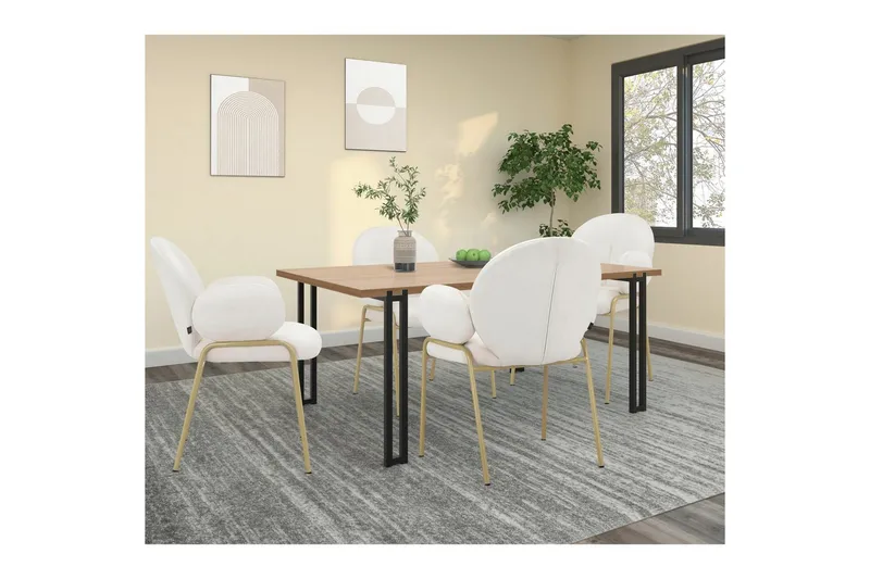 Matstol Iwama Set om 2 Krämig sammet - Krämig sammet - Möbler - Stolar & fåtöljer - Matstol & köksstol