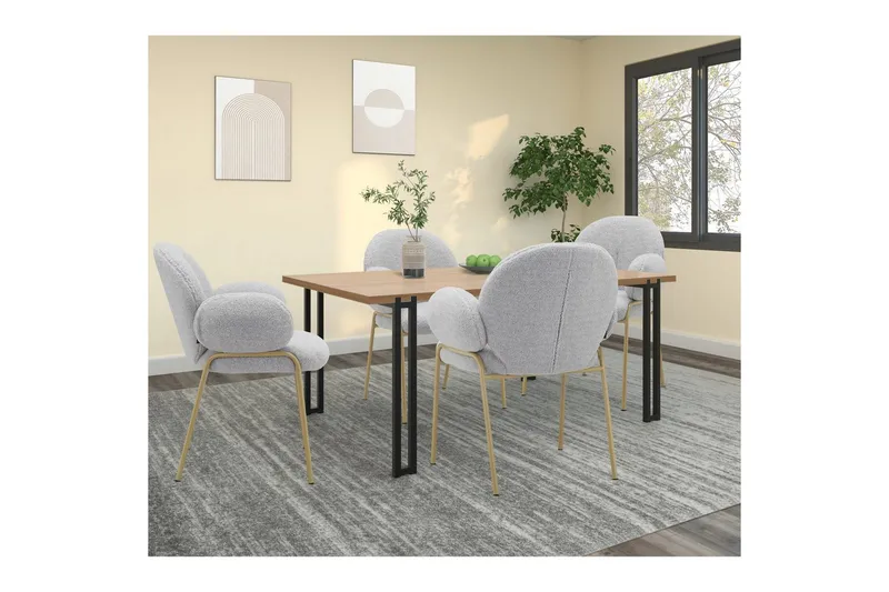 Matstol Iwama Set om 2 Ljusgrå Teddy - Ljusgrå Teddy - Möbler - Stolar & fåtöljer - Matstol & köksstol