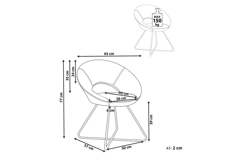 Matstol Rachel - Off-white, Svart - Möbler - Stolar & fåtöljer - Fåtölj