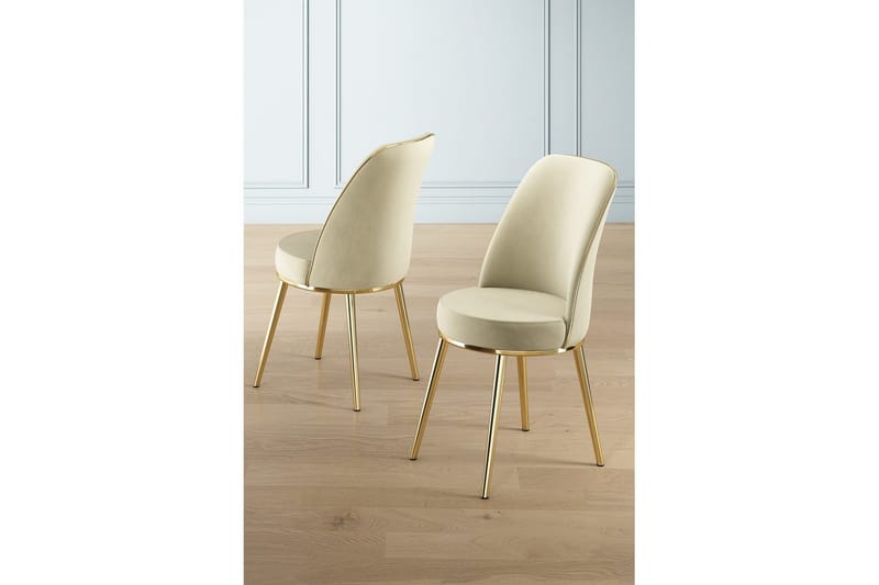 Matstol Sugako Kräm / Rany - Guld/Cremevit - Möbler - Stolar & fåtöljer - Matstol & köksstol