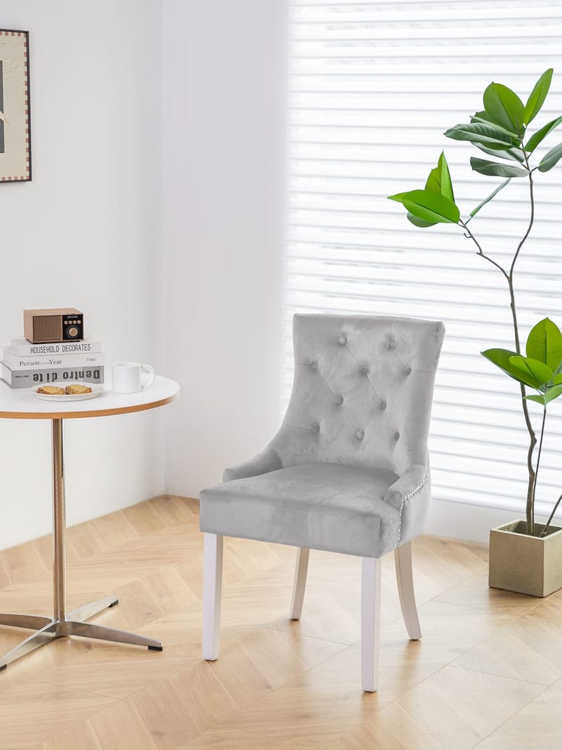 Matstol Tuva - Gråbeige sammet - Gråbeige - Möbler - Stolar & fåtöljer - Matstol & köksstol