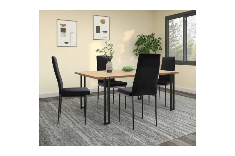 Matstol utan armstöd Loft24 Matstol Kelly Svart, Sammet Svart, undefined