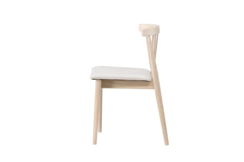 Matstol utan armstöd Peach Flora Dining Chair - Whitewash Legs / Beige Fabric Whitewash - Möbler - Stolar & fåtöljer - Matstol & köksstol