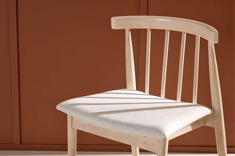 Matstol utan armstöd Peach Flora Dining Chair - Whitewash Legs / Beige Fabric Whitewash - Möbler - Stolar & fåtöljer - Matstol & köksstol