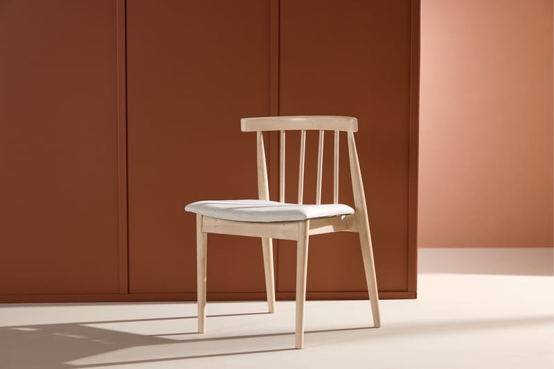 Matstol utan armstöd Peach Flora Dining Chair - Whitewash Legs / Beige Fabric Whitewash - Möbler - Stolar & fåtöljer - Matstol & köksstol