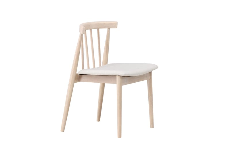 Matstol utan armstöd Peach Flora Dining Chair - Whitewash Legs / Beige Fabric Whitewash - Möbler - Stolar & fåtöljer - Matstol & köksstol
