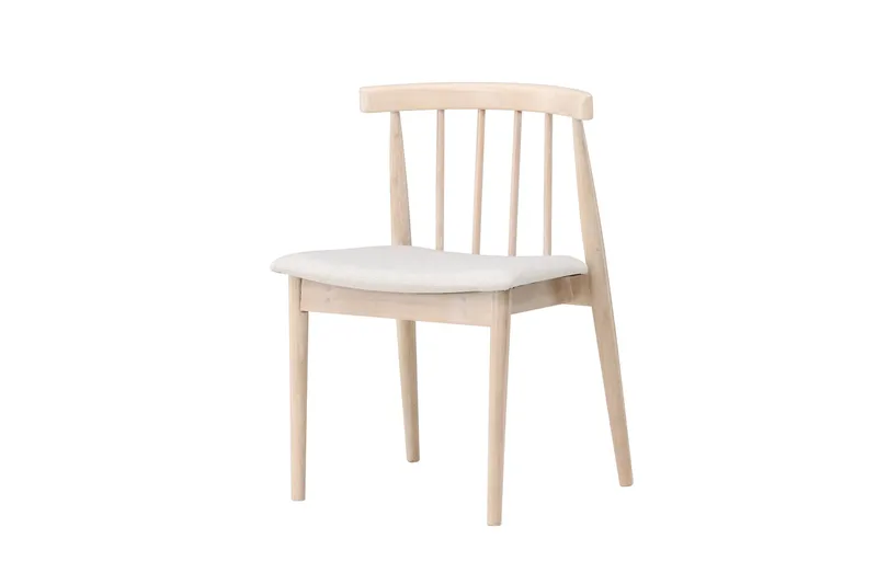 Matstol utan armstöd Peach Flora Dining Chair - Whitewash Legs / Beige Fabric Whitewash - Möbler - Stolar & fåtöljer - Matstol & köksstol