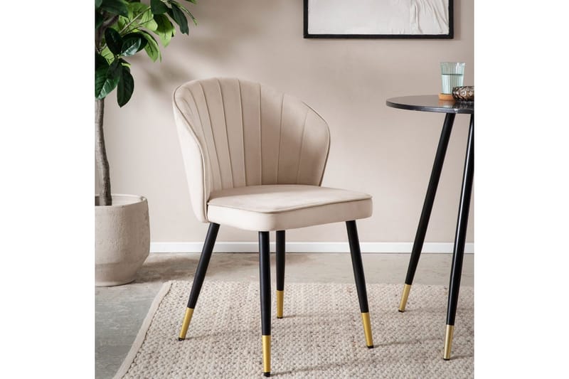 Matstol Wohnling sammet klädd med metallben, modern loftstil Beige - Beige - Möbler - Stolar & fåtöljer - Matstol & köksstol