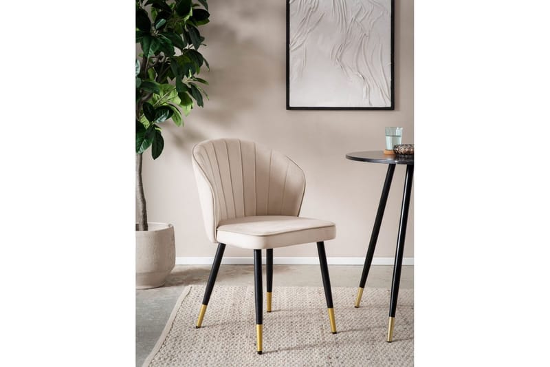 Matstol Wohnling sammet klädd med metallben, modern loftstil Beige - Beige - Möbler - Stolar & fåtöljer - Matstol & köksstol