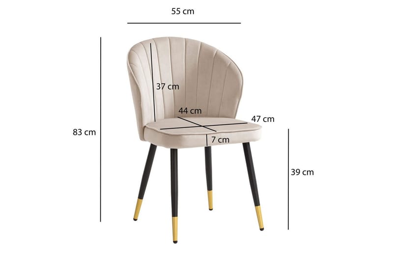 Matstol Wohnling sammet klädd med metallben, modern loftstil Beige - Beige - Möbler - Stolar & fåtöljer - Matstol & köksstol