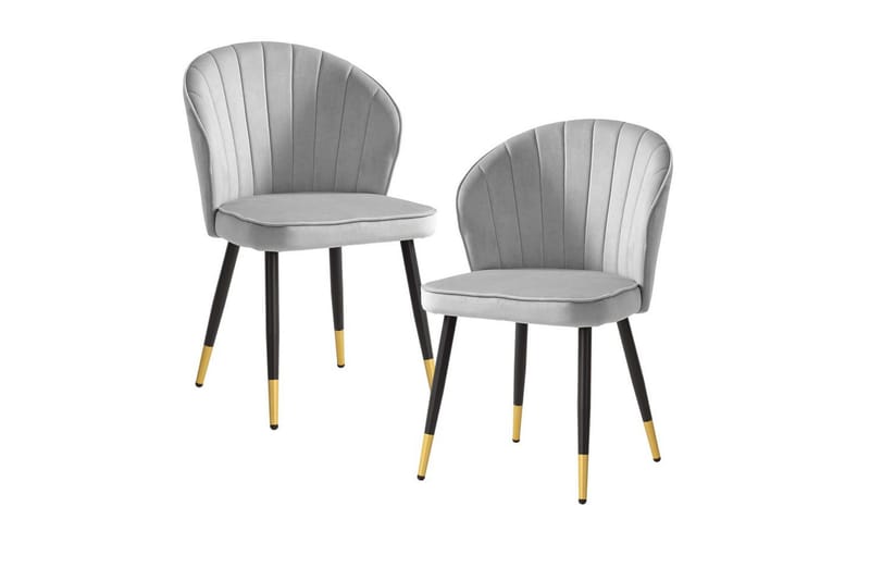 Matstol Wohnling sammet klädd med metallben, modern loftstil Grå - Grå - Möbler - Stolar & fåtöljer - Matstol & köksstol