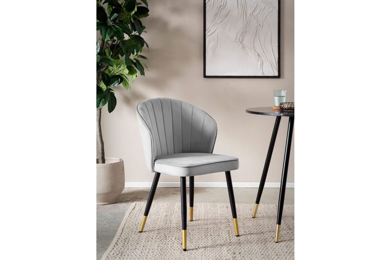 Matstol Wohnling sammet klädd med metallben, modern loftstil Grå - Grå - Möbler - Stolar & fåtöljer - Matstol & köksstol