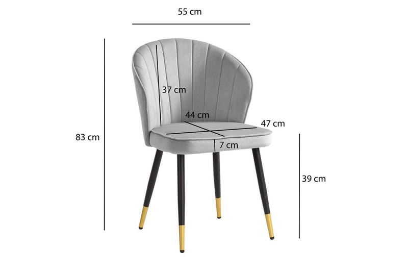 Matstol Wohnling sammet klädd med metallben, modern loftstil Grå - Grå - Möbler - Stolar & fåtöljer - Matstol & köksstol