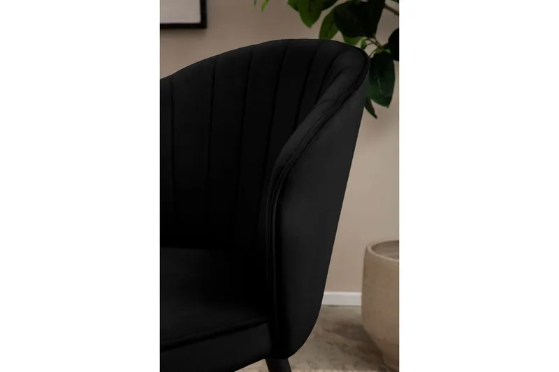 Matstol Wohnling sammet klädd med metallben, modern loftstil Svart - Svart - Möbler - Stolar & fåtöljer - Matstol & köksstol