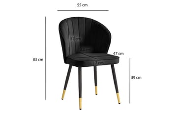 Matstol Wohnling sammet klädd med metallben, modern loftstil Svart - Svart - Möbler - Stolar & fåtöljer - Matstol & köksstol
