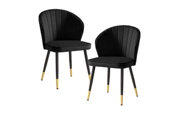 Matstol Wohnling sammet klädd med metallben, modern loftstil Svart - Svart - Möbler - Stolar & fåtöljer - Matstol & köksstol
