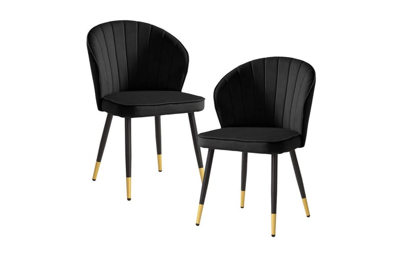 Matstol Wohnling sammet klädd med metallben, modern loftstil Svart - Svart - Möbler - Stolar & fåtöljer - Matstol & köksstol