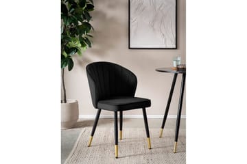 Matstol Wohnling sammet klädd med metallben, modern loftstil Svart - Svart - Möbler - Stolar & fåtöljer - Matstol & köksstol