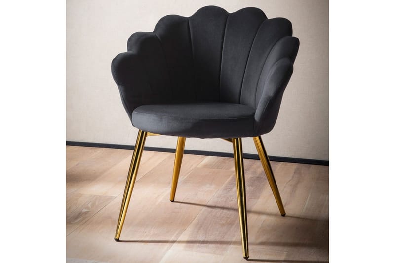 Matstol Wohnling tulpan sammet klädd, modern loftstil Svart - Svart - Möbler - Stolar & fåtöljer - Matstol & köksstol