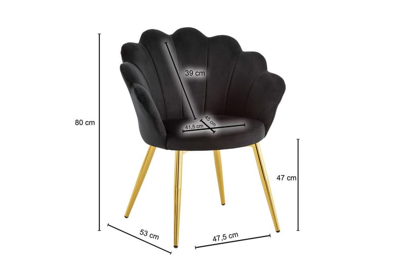 Matstol Wohnling tulpan sammet klädd, modern loftstil Svart - Svart - Möbler - Stolar & fåtöljer - Matstol & köksstol