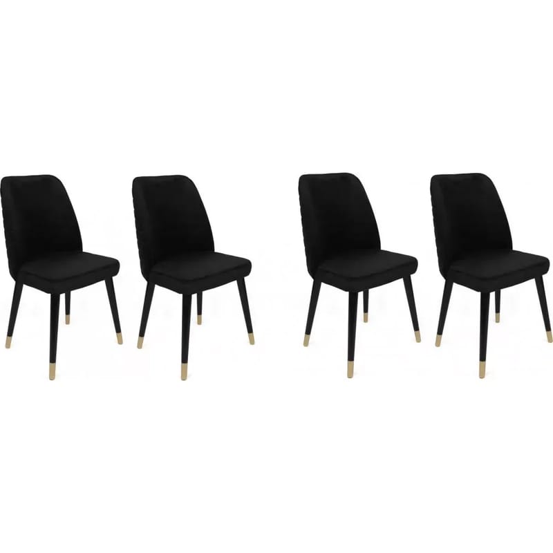 Matstolar 4 stycken - Svart/guld, Svart/guld
