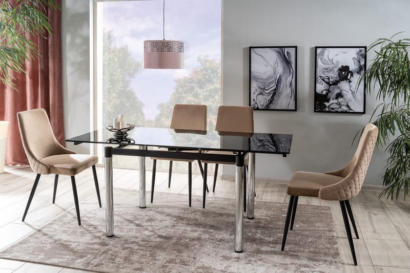 Apiano Matstol - Sammet/Beige/Svart - Möbler - Stolar & fåtöljer - Matstol & köksstol