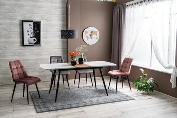 Begin Matstol i Sammet med Metallben - Rosa - Möbler - Stolar & fåtöljer - Matstol & köksstol