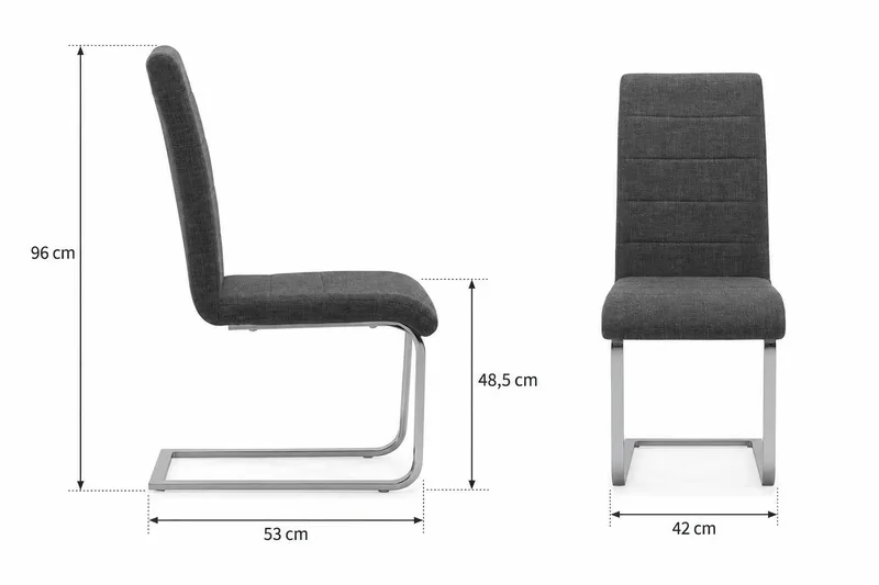Cibus Matstol & Köksstol i Tyg med Kromben - Mörkgrå - Möbler - Stolar & fåtöljer - Matstol & köksstol