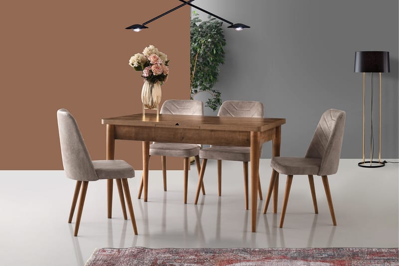 Denounce Matstol 4-Pack - Valnöt/Beige - Möbler - Stolar & fåtöljer - Matstol & köksstol