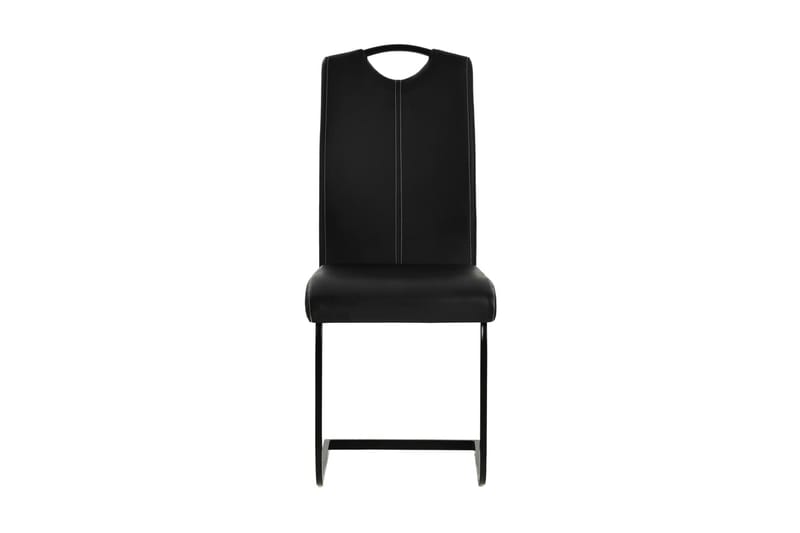 Fribärande matstolar 4 st svart konstläder - Svart - Matstol & köksstol