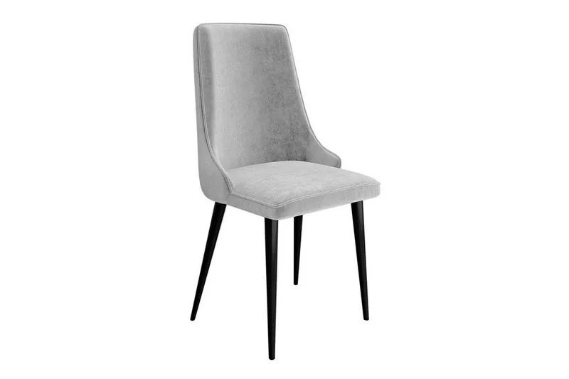 Glenarm Matstol i Sammet med Metallfinish, Ljusgrå