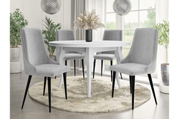 Glenarm Matstol i Sammet med Metallfinish - Ljusgrå - Möbler - Stolar & fåtöljer - Matstol & köksstol