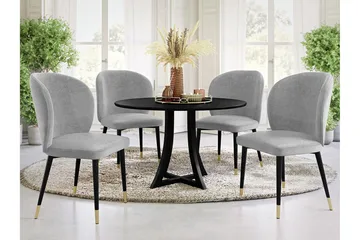 Glenarm Matstol i Sammet med Metallfinish - Ljusgrå - Möbler - Stolar & fåtöljer - Matstol & köksstol