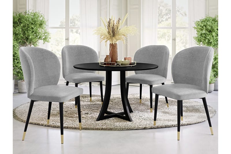 Glenarm Matstol i Sammet med Metallfinish - Ljusgrå - Möbler - Stolar & fåtöljer - Matstol & köksstol