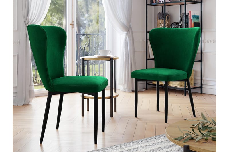 Glenarm Matstol i Sammet med Metallfinish - Smaragdgrön - Möbler - Stolar & fåtöljer - Matstol & köksstol