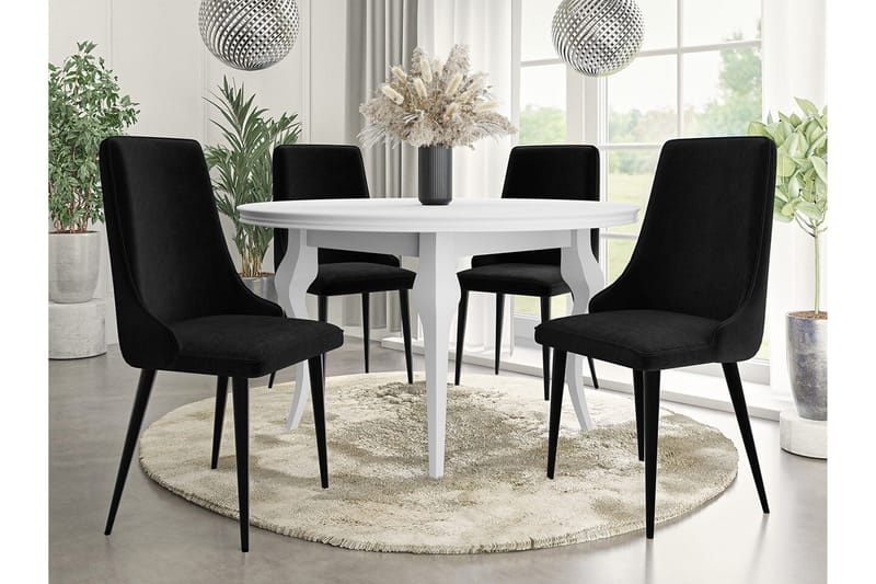 Glenarm Matstol i Sammet med Metallfinish - Svart - Möbler - Stolar & fåtöljer - Matstol & köksstol