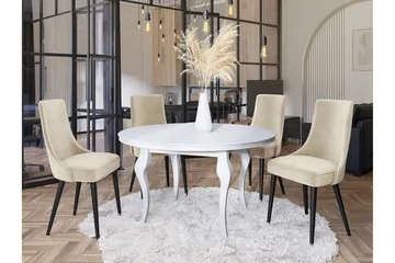 Glenarm Matstol i Tyg med Träben - Beige|Svart - Möbler - Stolar & fåtöljer - Matstol & köksstol